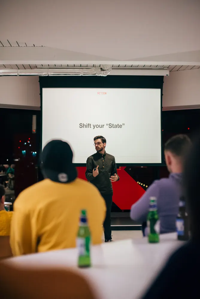Chevy presenting to a seated group
